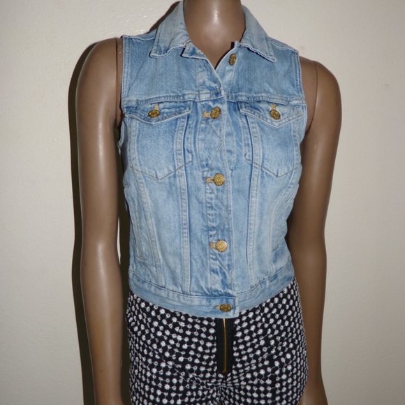 MADEWELL BLUE DENIM VEST SZ S - Picture 1 of 9